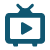 Graphic icon depicting an icon of a screen with a video play arrow.